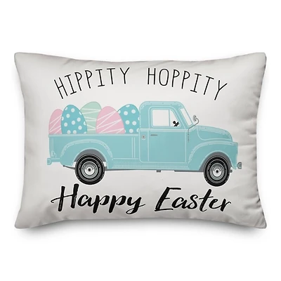Hippity Hoppity Blue Truck Accent Pillow