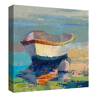 Bottle Green Boat Wrapped Canvas Art Print