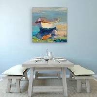 Bottle Green Boat Wrapped Canvas Art Print