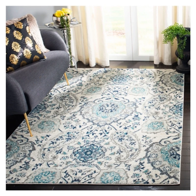 Blue and Gray Madison Medallion Area Rug, 6x9