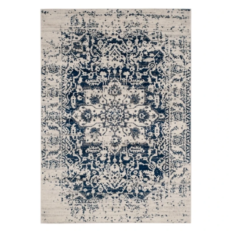 Navy and Cream Madison Distressed Area Rug, 6x9