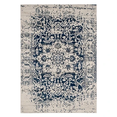 Navy and Cream Madison Distressed Area Rug, 6x9