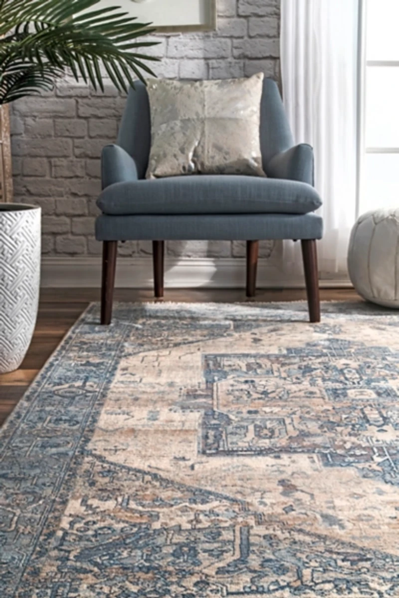 Blue Eli Medallion Fringe Area Rug, 4x6