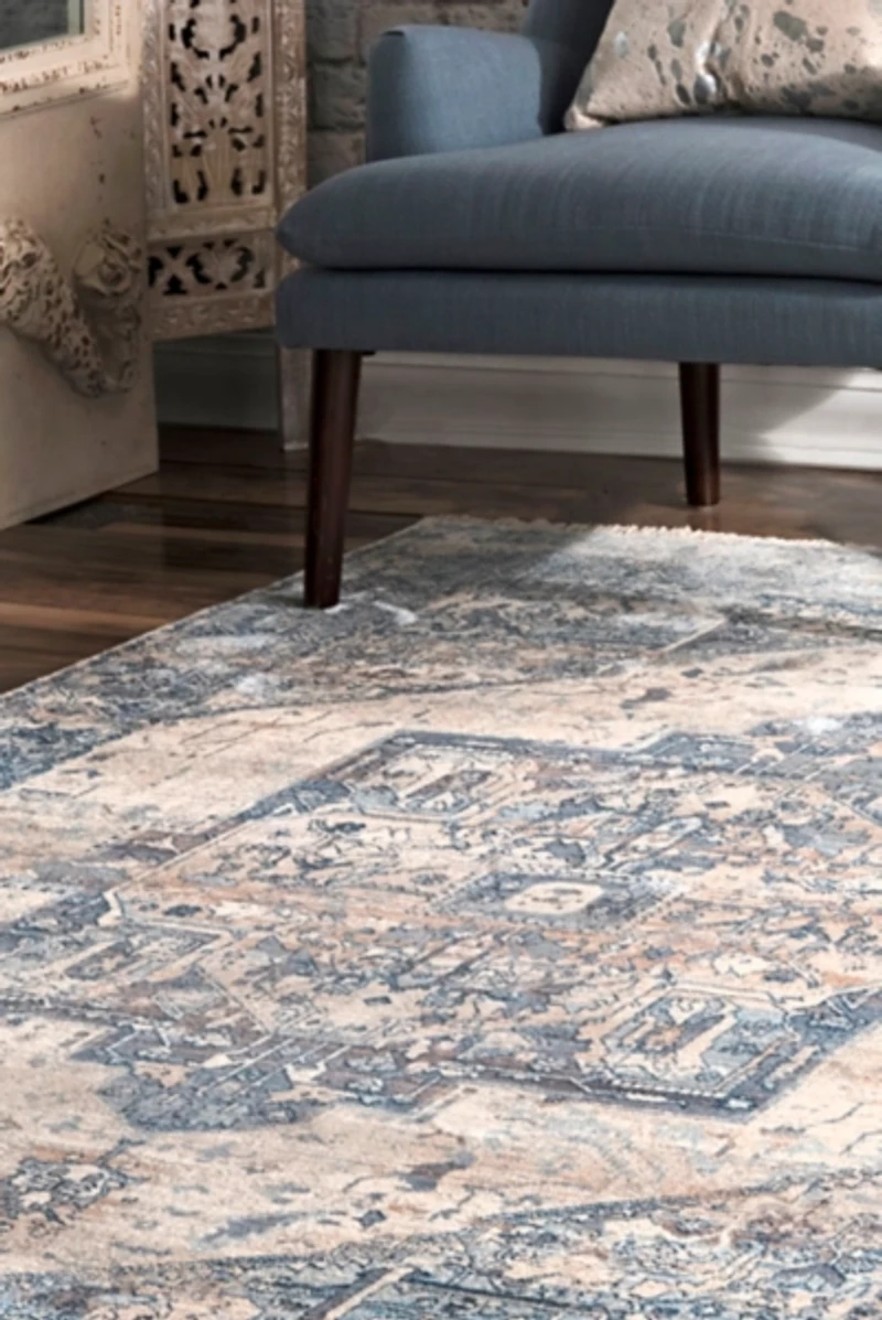 Blue Eli Medallion Fringe Area Rug, 4x6