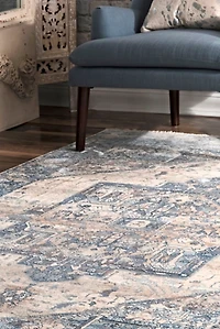 Blue Eli Medallion Fringe Area Rug, 4x6