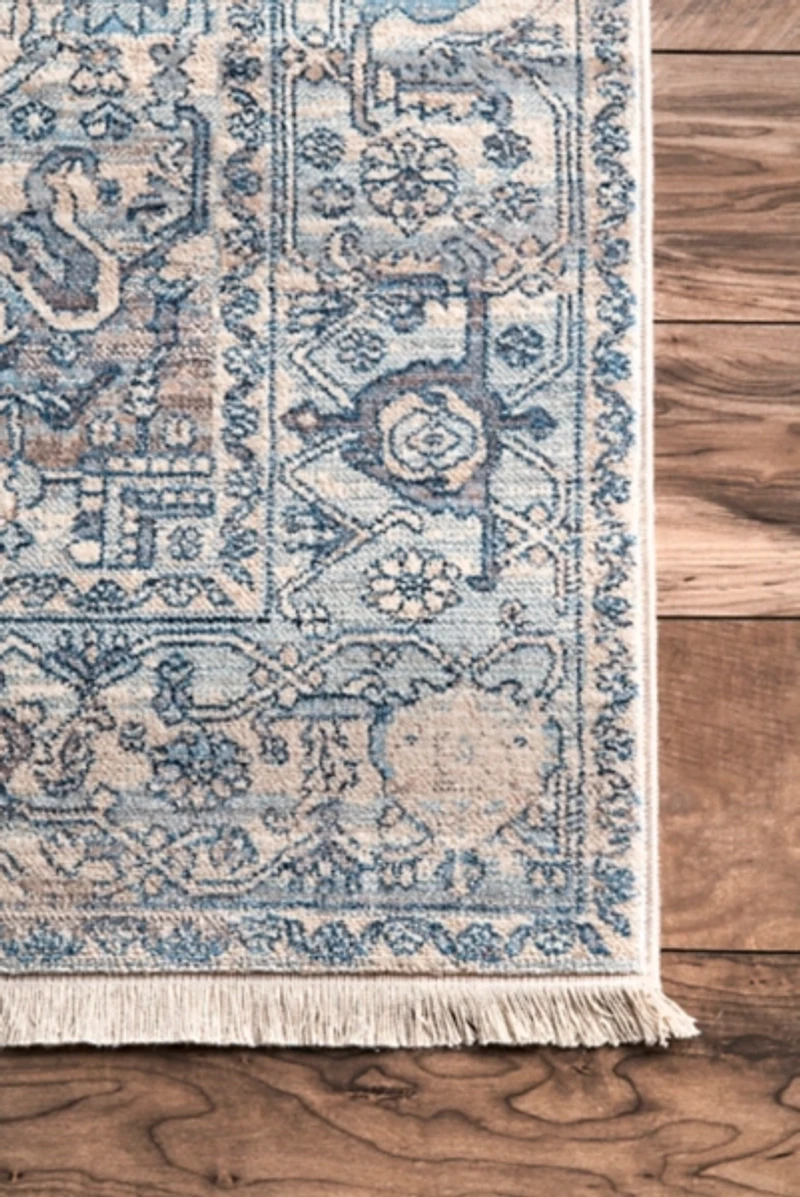 Blue Eli Medallion Fringe Area Rug, 4x6