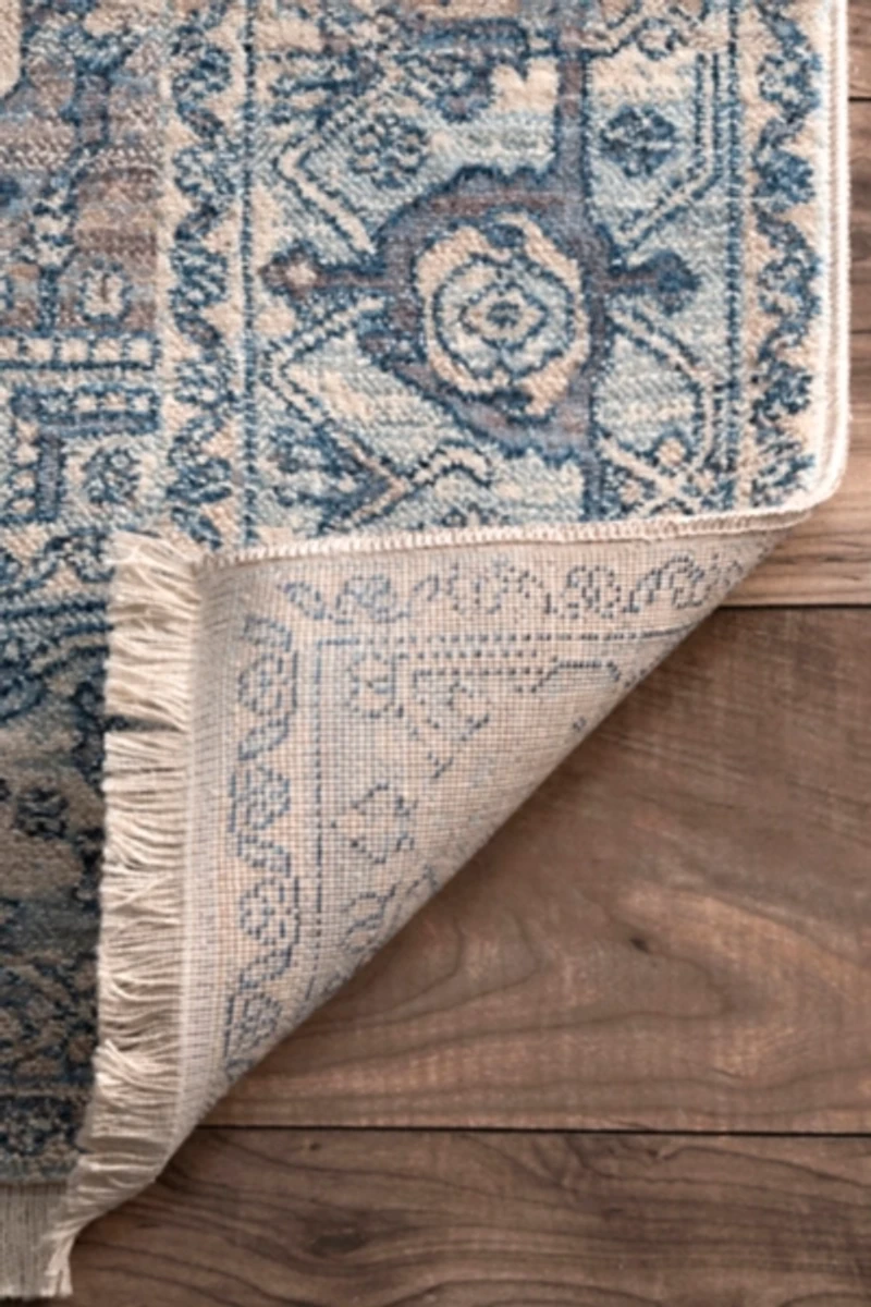 Blue Eli Medallion Fringe Area Rug, 4x6