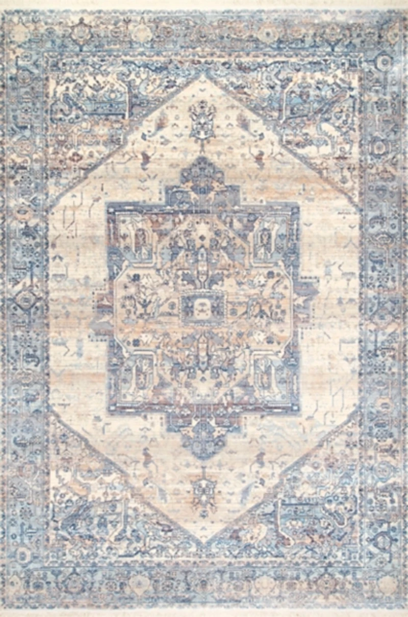 Blue Eli Medallion Fringe Area Rug, 4x6