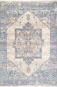 Blue Eli Medallion Fringe Area Rug, 4x6