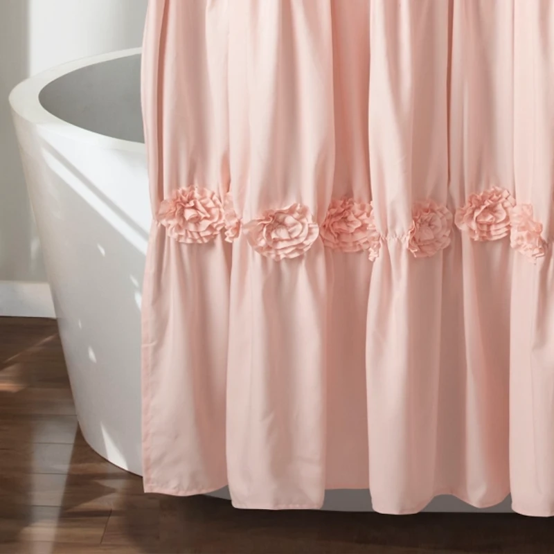 Blush Darla Ruching Shower Curtain