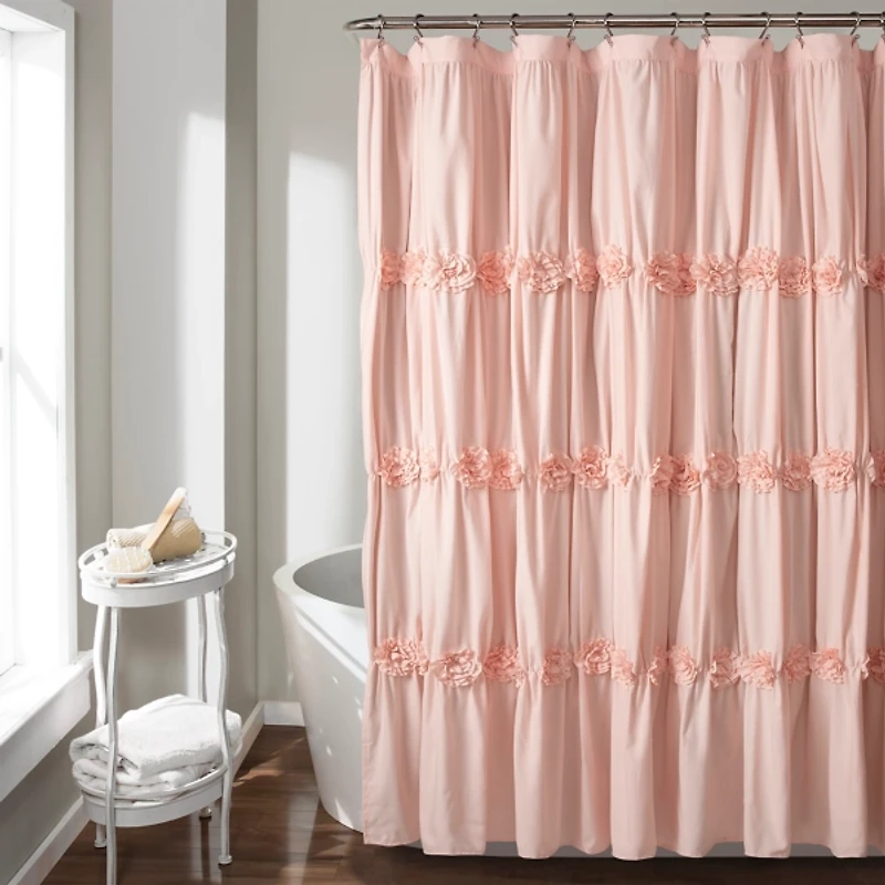 Blush Darla Ruching Shower Curtain