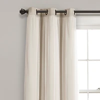 Wheat Curtain Panel Set with Overlay, 95 in.