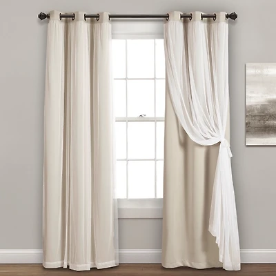 Wheat Curtain Panel Set with Overlay, 95 in.