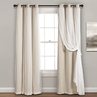 Wheat Curtain Panel Set with Overlay, 95 in.