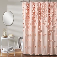 Blush Riley Cascading Bows Shower Curtain
