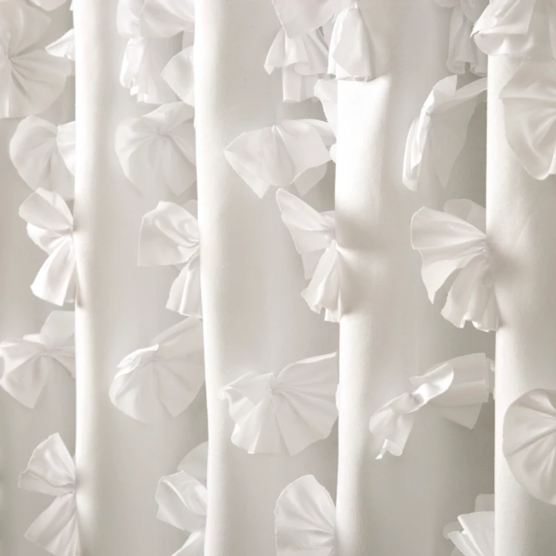 White Riley Cascading Bows Shower Curtain