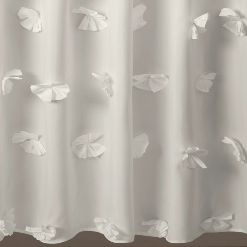 White Riley Cascading Bows Shower Curtain