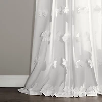 White Riley Cascading Bows Curtain Panel, 95 in.
