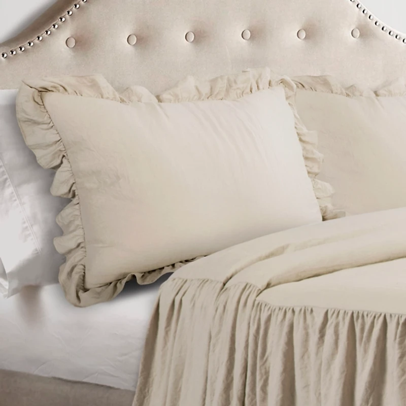 Tan Ruffle Skirt 3-pc. Queen Comforter Set