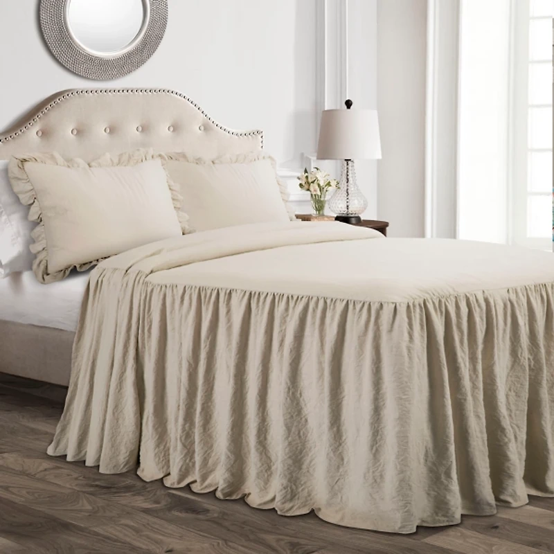 Tan Ruffle Skirt 3-pc. Queen Comforter Set
