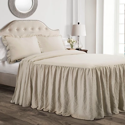 Tan Ruffle Skirt 3-pc. Queen Comforter Set