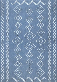 Blue Serna Tribal Outdoor Area Rug, 5x8
