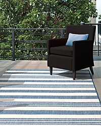 Blue Robin Stripe Outdoor Rug, 5x8
