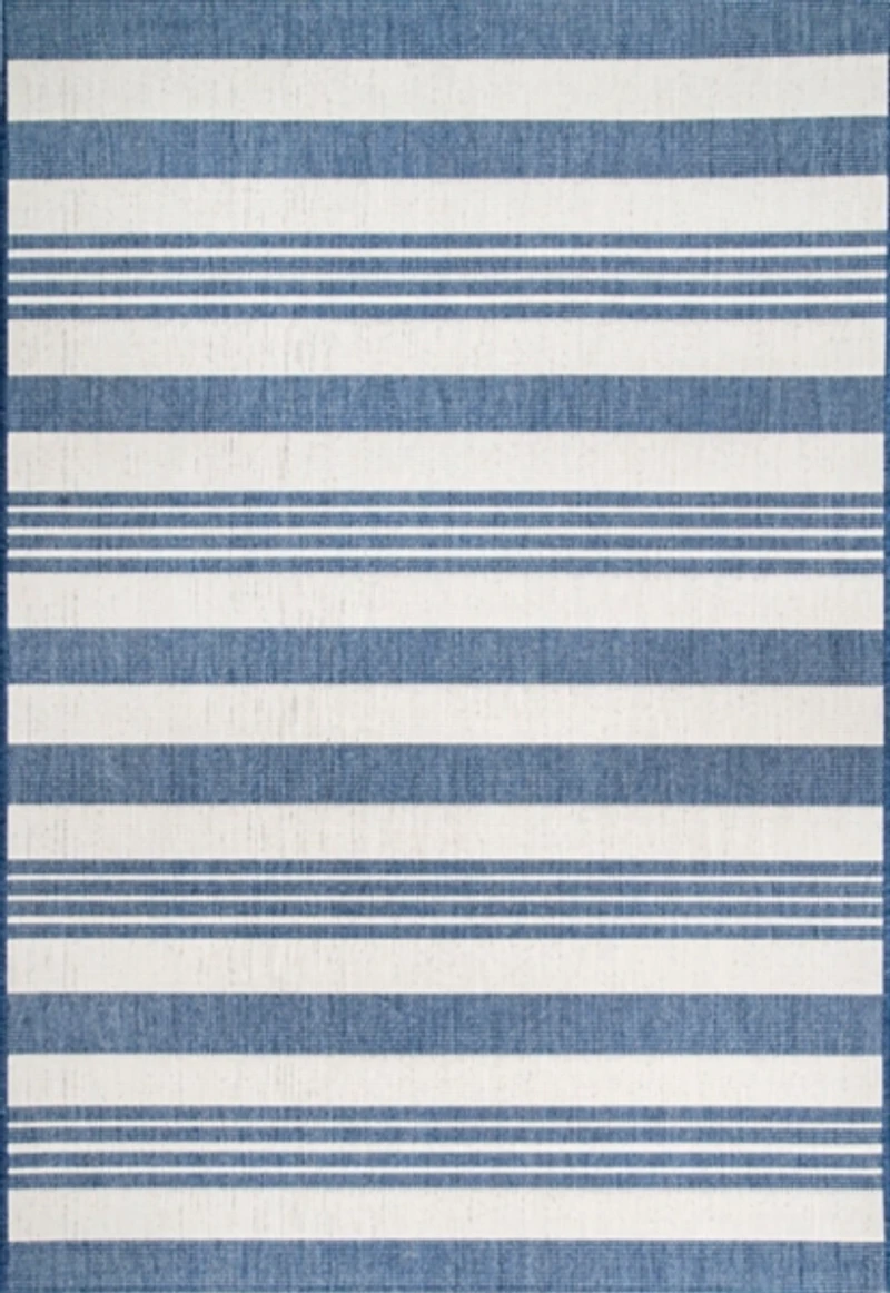 Blue Robin Stripe Outdoor Rug, 5x8