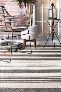 Natural Robin Stripe Outdoor Rug, 5x7