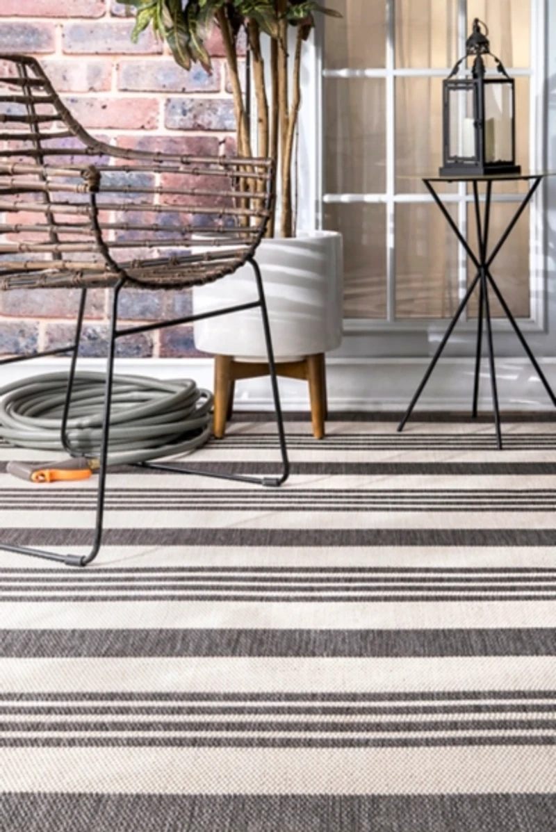 Natural Robin Stripe Outdoor Area Rug, 6x9