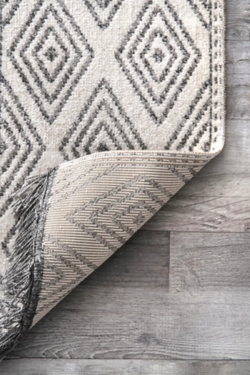 Cream and Gray Miriam Striped Outdoor Rug, 5x8