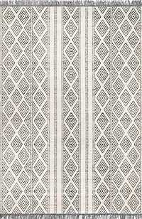 Cream and Gray Miriam Striped Outdoor Rug, 5x8