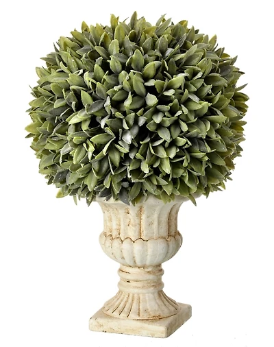 Flocked Sage Ball in Urn Arrangement, 15 in.