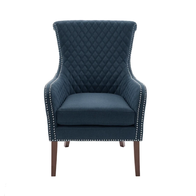 Blue Lanea Quilted Accent Chair with Silver Studs