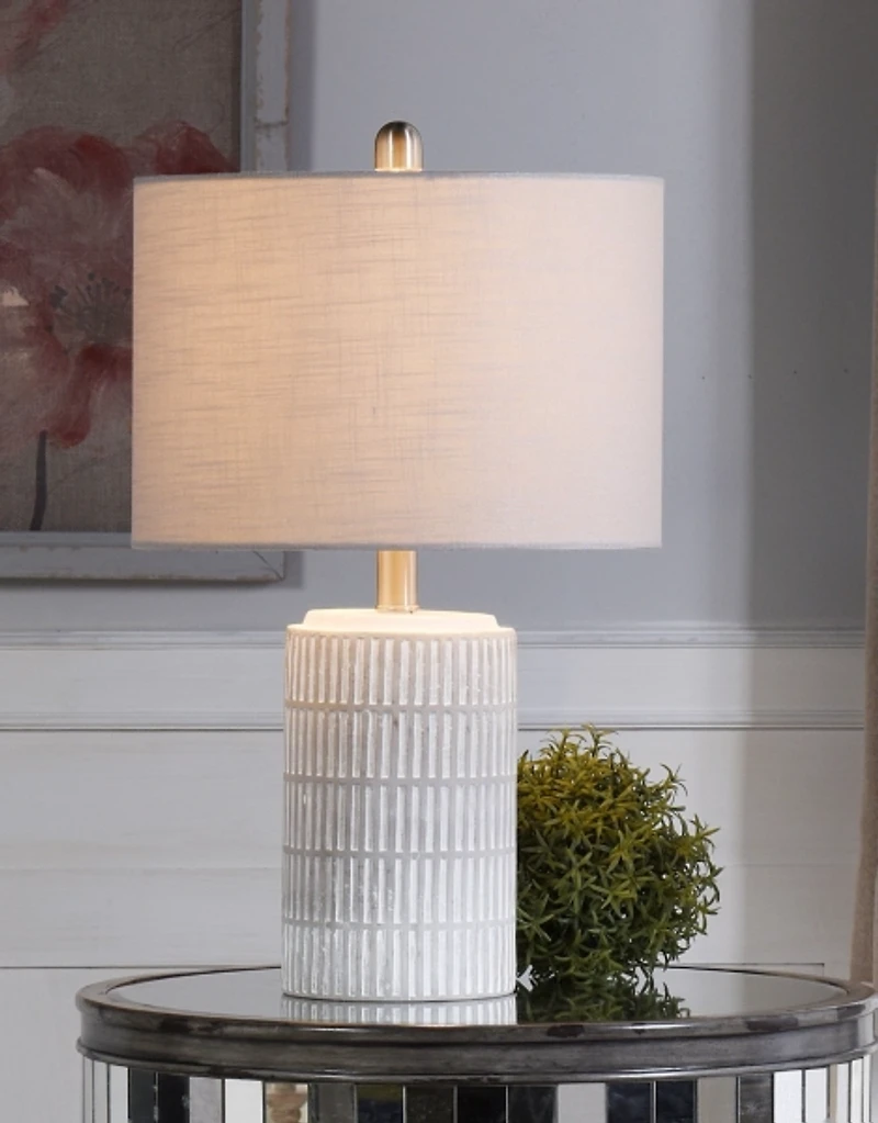 Distressed White Modern Farmhouse Table Lamp
