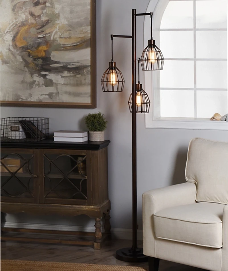 Bronze Metal 3-Tier Floor Lamp