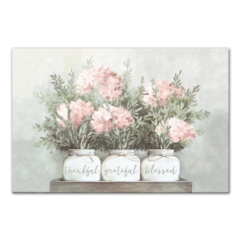 Floral Mason Jars Canvas Art Print