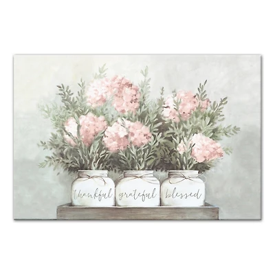 Floral Mason Jars Canvas Art Print