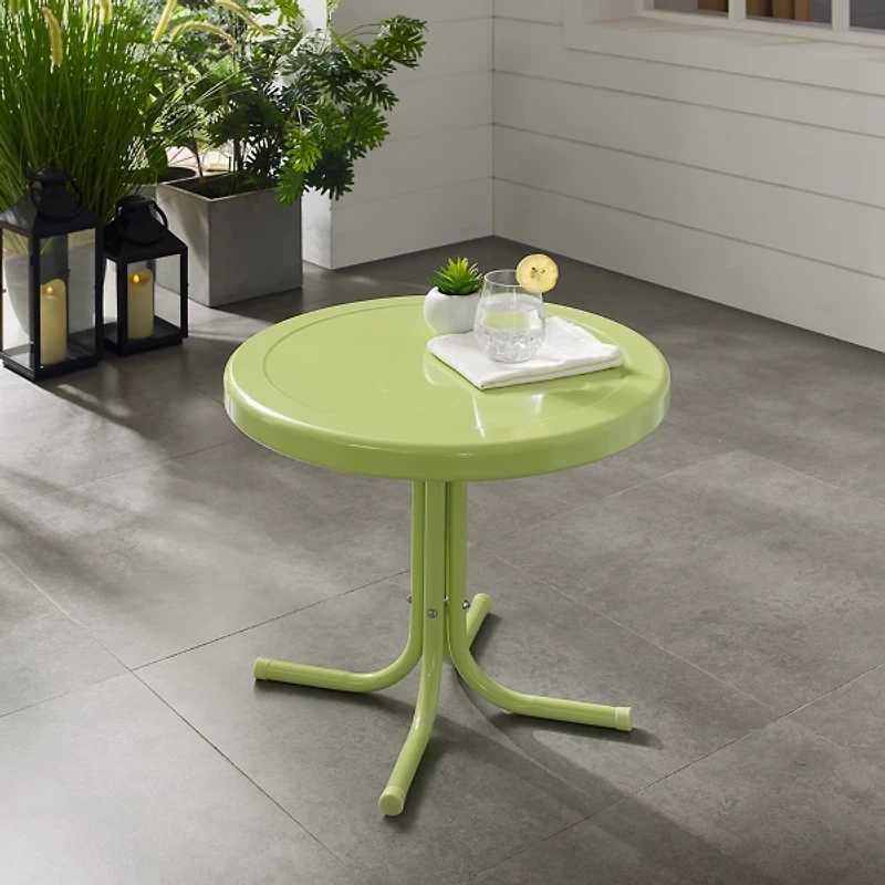 Key Lime Retro Metal Outdoor Side Table