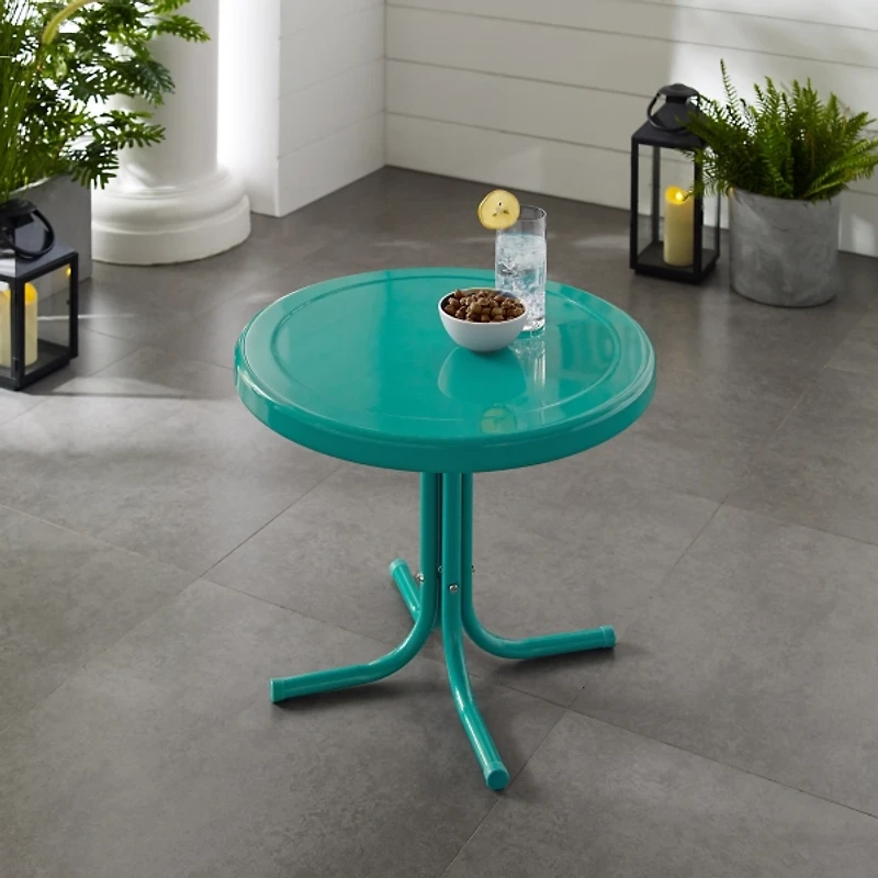 Turquoise Metal Outdoor Side Table