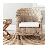 Natural Omar Rattan Barrel Accent Chair