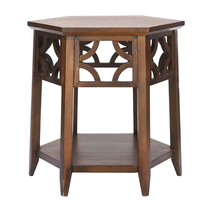 Brown Colin Hexagon Accent Table