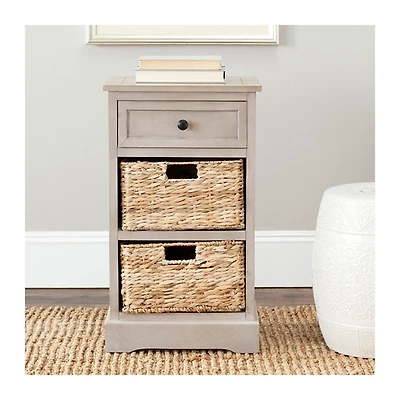 Cora Accent Table with Woven Storage Baskets