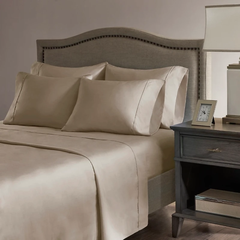 Khaki Cotton Blend Sateen 6-pc. Queen Sheet Set