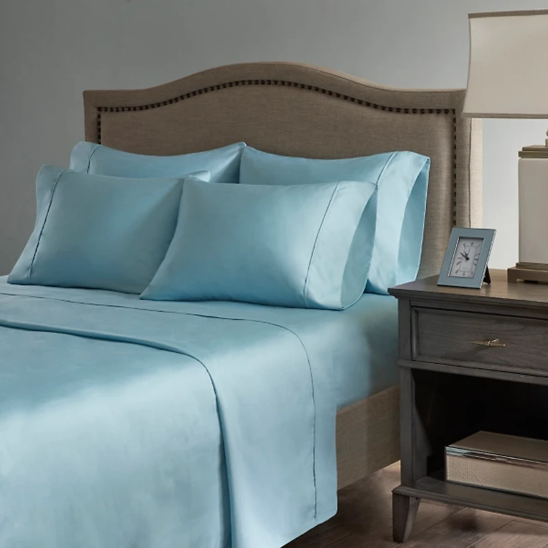 Aqua Cotton Blend Sateen 6-pc. Queen Sheet Set