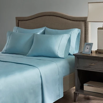 Aqua Cotton Blend Sateen 6-pc. Queen Sheet Set