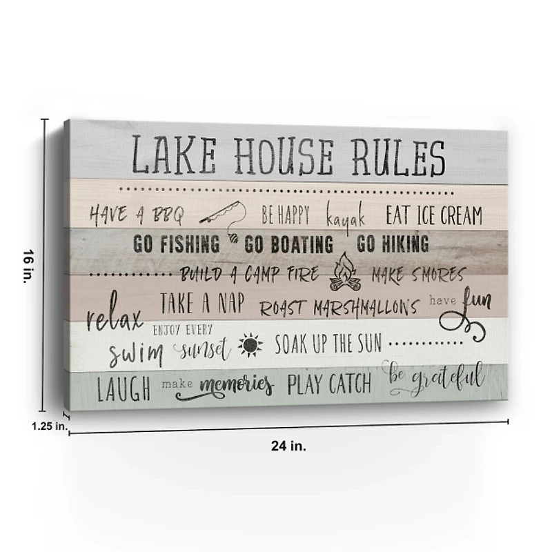 Lake House Rules Giclee Canvas Art Print