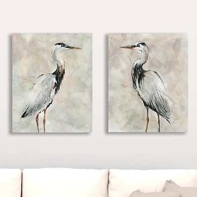 Crane at Dusk Giclee Canvas Art Prints, Set of 2