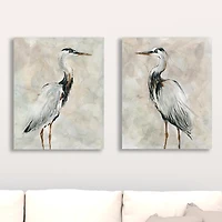 Crane at Dusk Giclee Canvas Art Prints, Set of 2