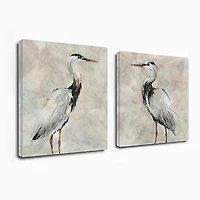 Crane at Dusk Giclee Canvas Art Prints, Set of 2